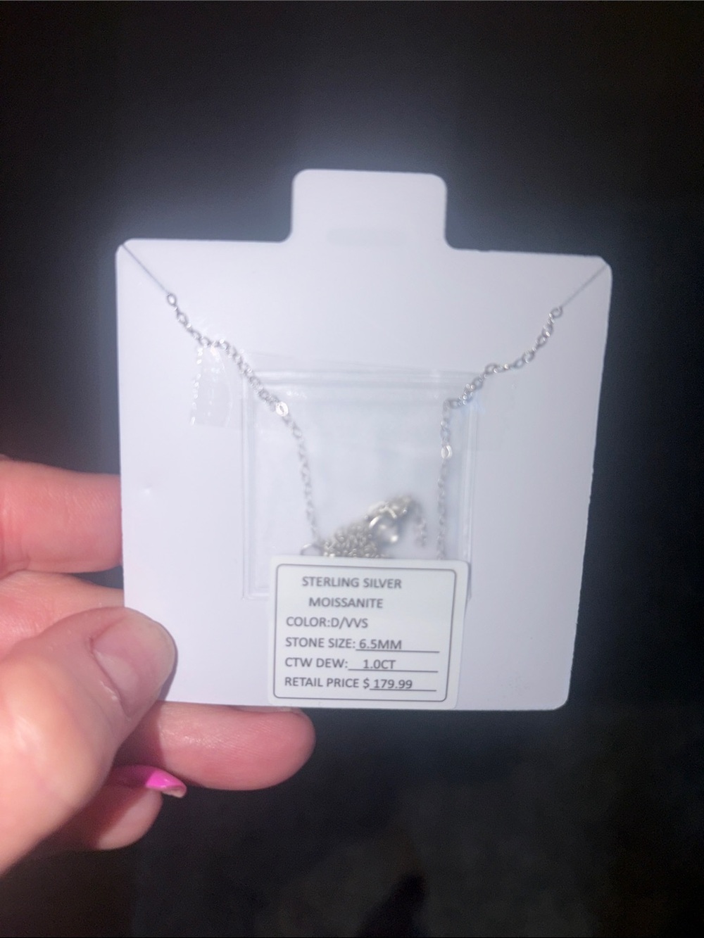Moissanite Sterling Silver Necklace and Earrings Set. - Picture 4 of 5